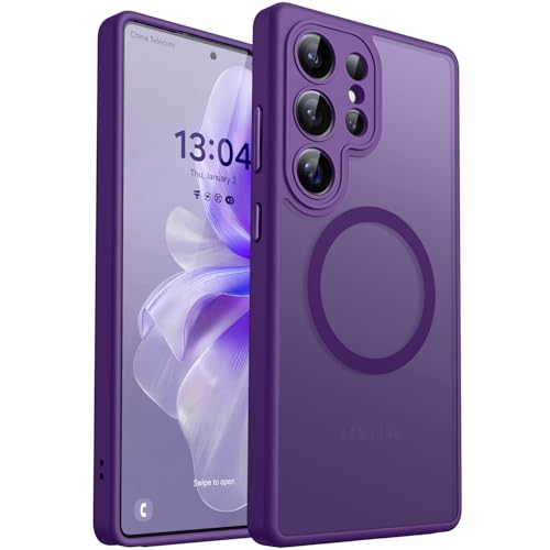 CANSHN Designed for Samsung Galaxy S25 Ultra Case 2025 Full Camera Protection Compatible with Magsafe Translucent Matte Back Protective Phone Cover Deep Purple - Image 1