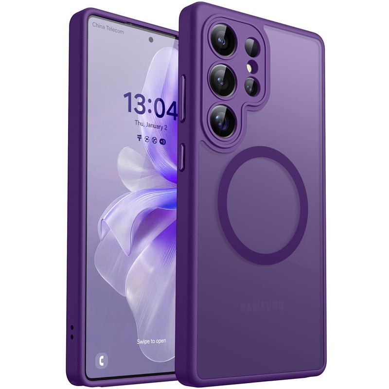 CANSHN Designed for Samsung Galaxy S25 Ultra Case 2025 Full Camera Protection Compatible with Magsafe Translucent Matte Back Protective Phone Cover Deep Purple - Image 2