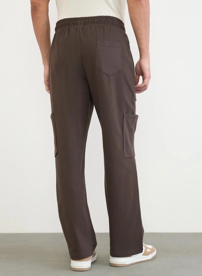 Styli Brown Men Brown Relaxed Fit Cargo Joggers for Men | Best Price UAE