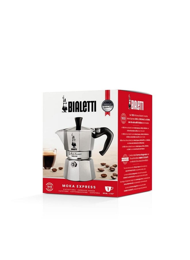 BIALeTTI Bialetti - Moka Express: Iconic Stovetop Espresso Maker, Makes Real Italian Coffee, Moka Pot 1 Cup (2 Oz - 60 Ml), Aluminium, Silver  - Image 4