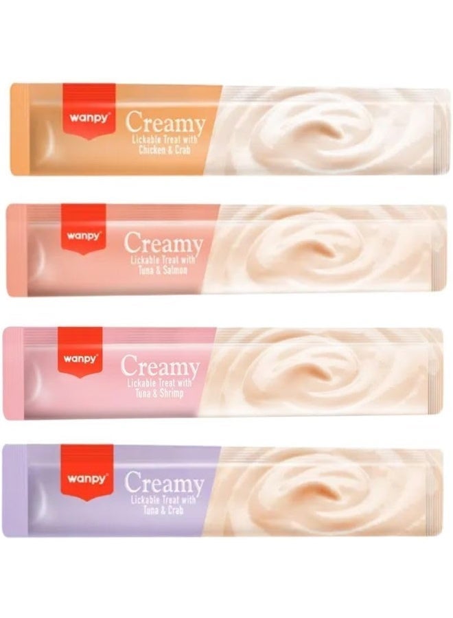 Wanpy Creamy Lickable Cat Treats Assorted – 4 Different Flavors (50 x 14g) – 700g - Image 3