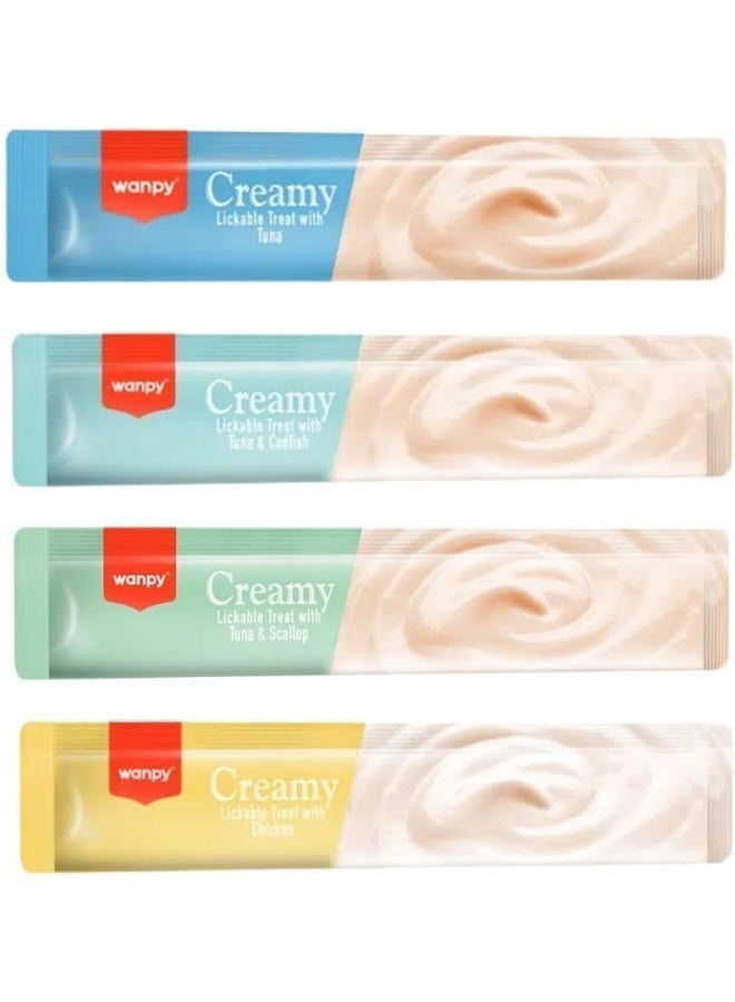 Wanpy Creamy Lickable Cat Treats Assorted – 4 Different Flavors (50 x 14g) – 700g - Image 5