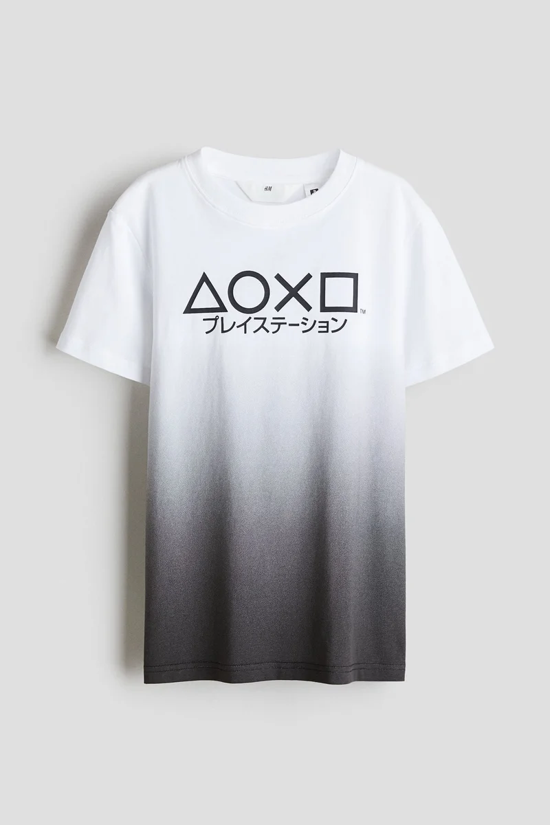 اتش اند ام تي-شيرت قطني بطبعة