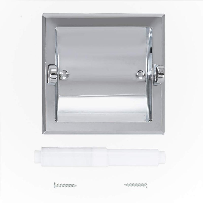EZFLO 15209 Recessed Bathroom Toilet Paper Holder and Roller Chrome