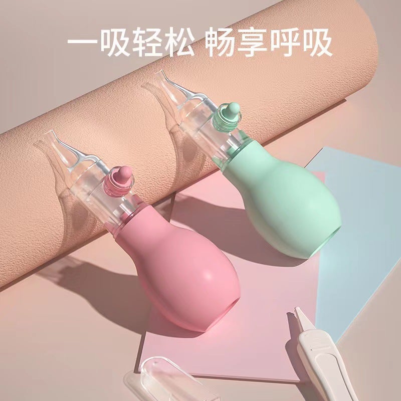 Baby nasal aspirator newborn pump anti-countercurrent elbow nasal aspirator baby nasal cleaner in stock wholesale Pink (nude) - Image 2