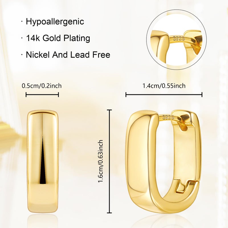 ALEXCRAFT Small Chunky Earrings for Women Trendy Small Hoop Earrings Gold Plated Hypoallergenic Small Thick Huggie Hoops Earring for Jewelry Gifts - Image 4