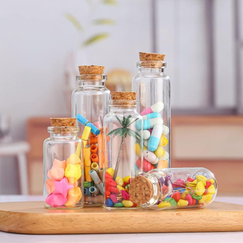 Danmu 70ml Small Glass Bottles, Mini Bottles, Jars with Wood Cork Stoppers, Wish Bottles, Message Bottles for Wedding Favors, Baby Shower Favors, DIY Craft 12 Pack 1.45" x 3.54" - Image 5