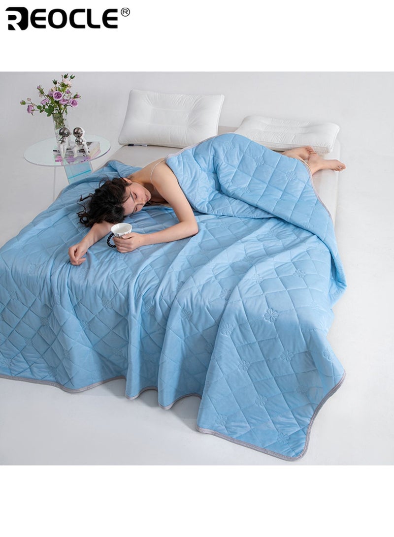 ريوكل لحاف صيفي خفيف وناعم، بلون بيج، مصنوع من مواد صديقة للبشرة، مثالي لغرف النوم، غرف المعيشة، الأرائك، والاستخدام في الهواء الطلق - Image 4