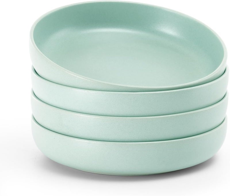 famiware Milkyway Pasta Bowls Set of 4 85 Large Salad Bowls Double Reactive Glaze Sturdy  Stackable Ideal for Housewarming Festivals Light Green - Image 1