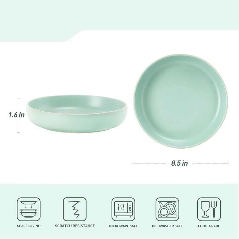 famiware Milkyway Pasta Bowls Set of 4 85 Large Salad Bowls Double Reactive Glaze Sturdy  Stackable Ideal for Housewarming Festivals Light Green - Image 3