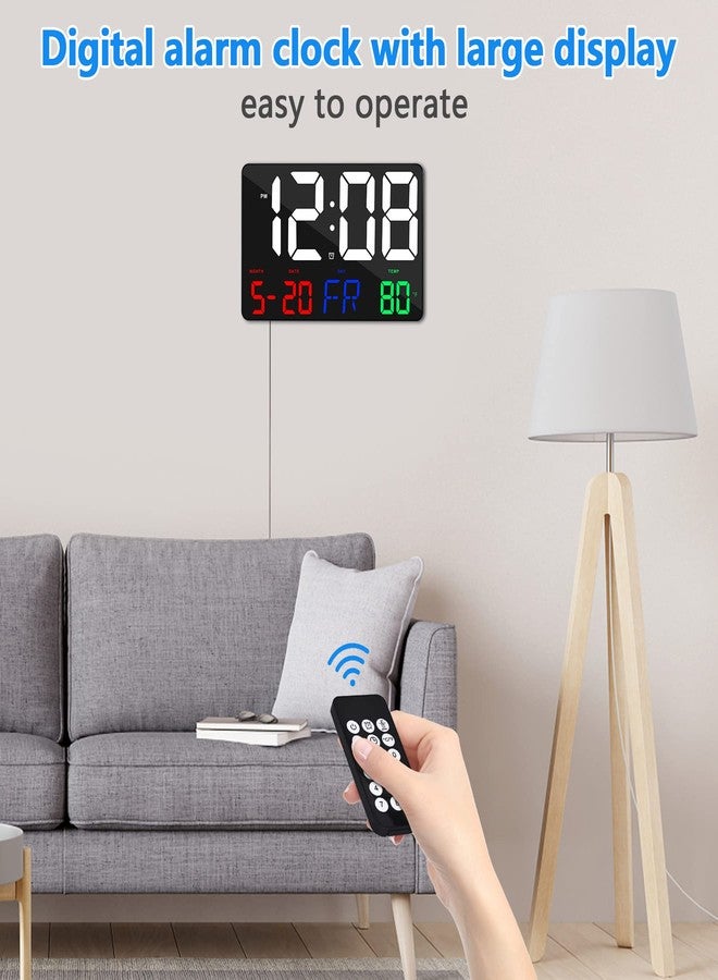 Ygdigital Digital Wall Clock,11.5" LED Digital Alarm Clock Large Display,with Remote Control,Adjustable Brightness, Calendar, Temperature, Snooze, 12/24 H, for Living Room, Office, Bedroom, Elderly, Adults Set - Image 4
