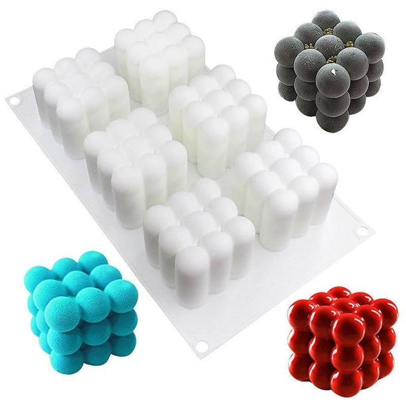 MoldBerry Bubble Candle Mould 3D Silicon 6 Cavity Bubble Candle Mould for Art Craft DIY Resin Art Soap Candles Making Supplies Handmade Candles DIY Tools for Baking Soap Resin Art Dessert Pack of 1