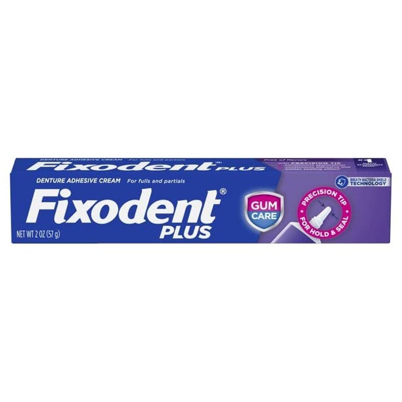 Fixodent Fixodent Plus Denture Adhesive Cream Gum Care - 2 oz, Pack of 6