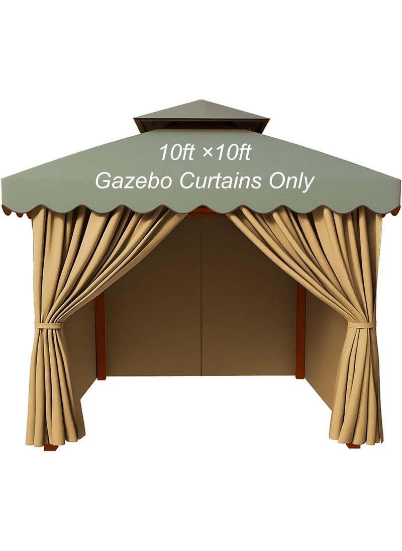 PLULON PLULON Gazebo Curtains Outdoor Waterproof 10 x 10 Universal Replacement Privacy Curtains 4Panels Curtain Side Wall with Zipper for Patio Yard Garden Curtain Only  - Image 1