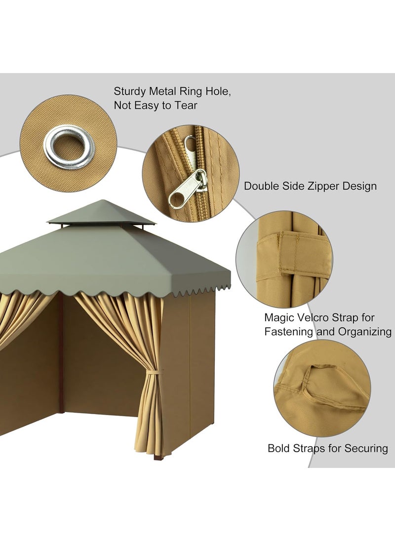 PLULON PLULON Gazebo Curtains Outdoor Waterproof 10 x 10 Universal Replacement Privacy Curtains 4Panels Curtain Side Wall with Zipper for Patio Yard Garden Curtain Only  - Image 4