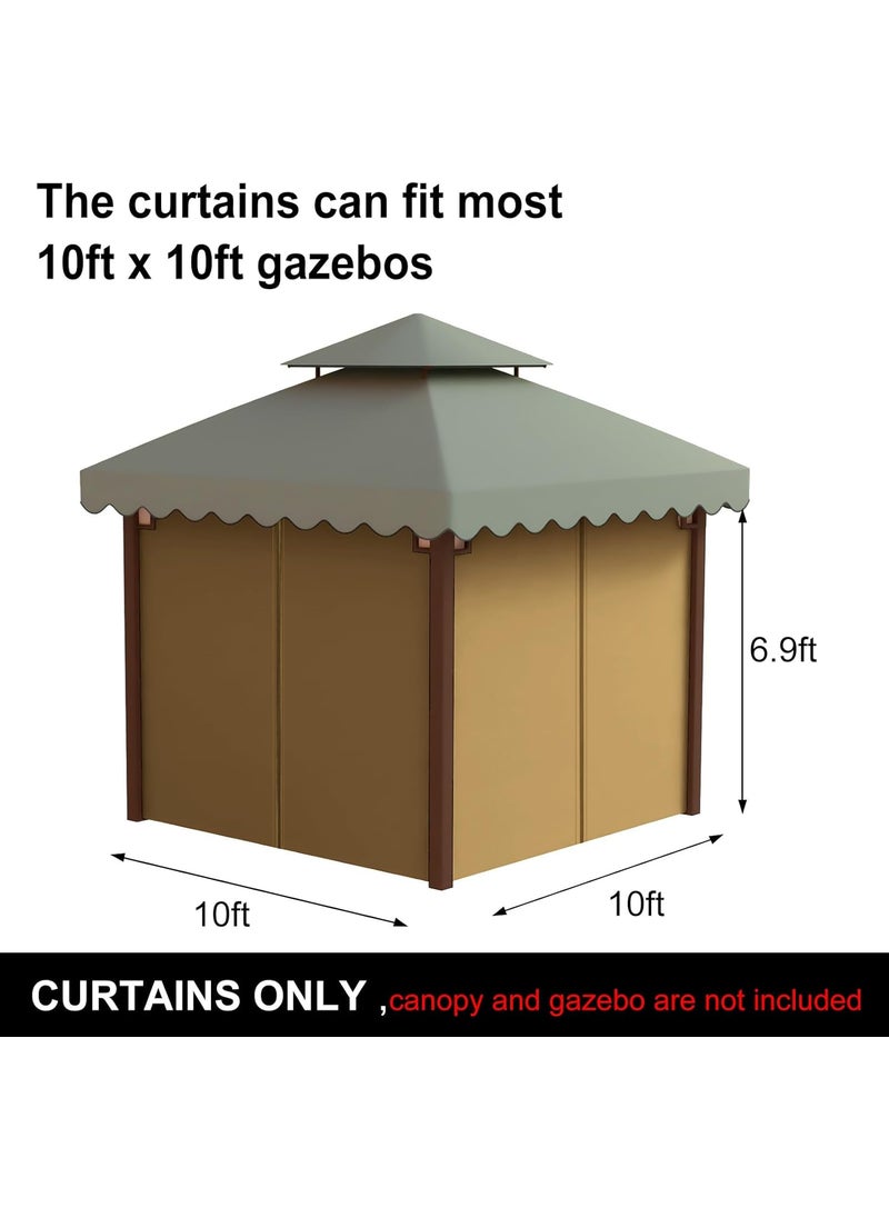 PLULON PLULON Gazebo Curtains Outdoor Waterproof 10 x 10 Universal Replacement Privacy Curtains 4Panels Curtain Side Wall with Zipper for Patio Yard Garden Curtain Only  - Image 2