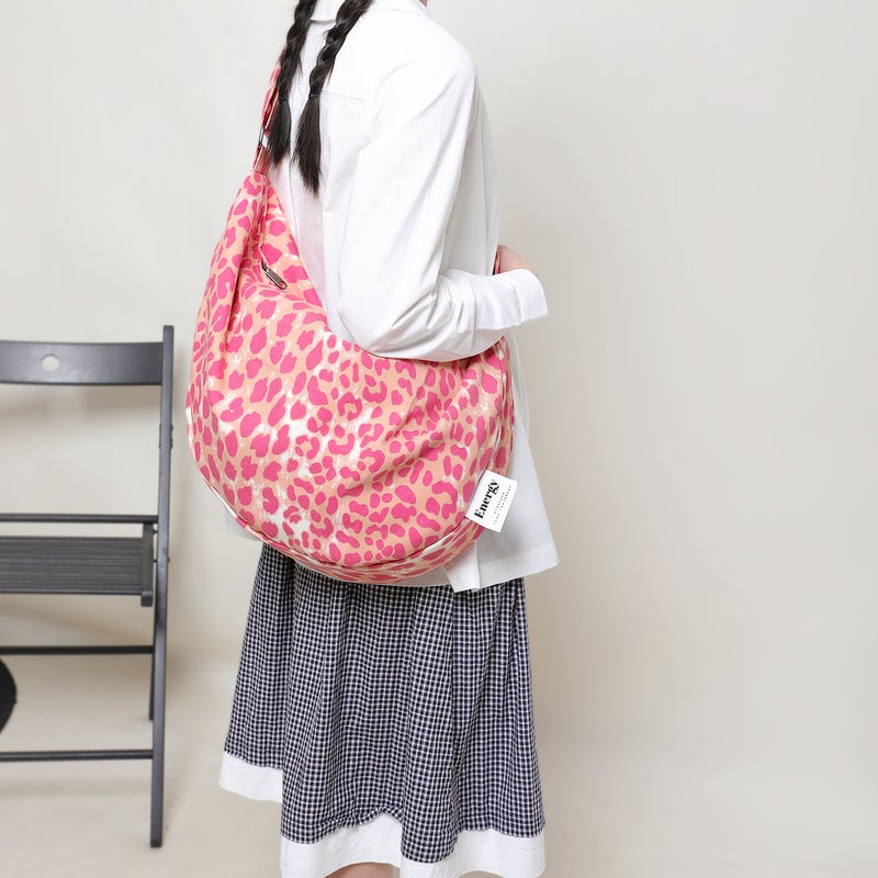 Leopard Print Canvas Tote Bag, Korean Style, Large Capacity Crossbody Bag, 2026 Autumn New - Image 3