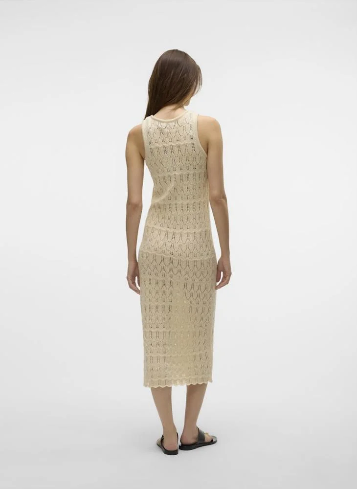 VERO MODA Crew Neck Calf Dress