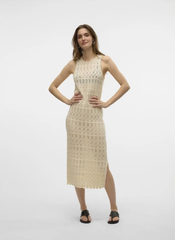 VERO MODA Crew Neck Calf Dress