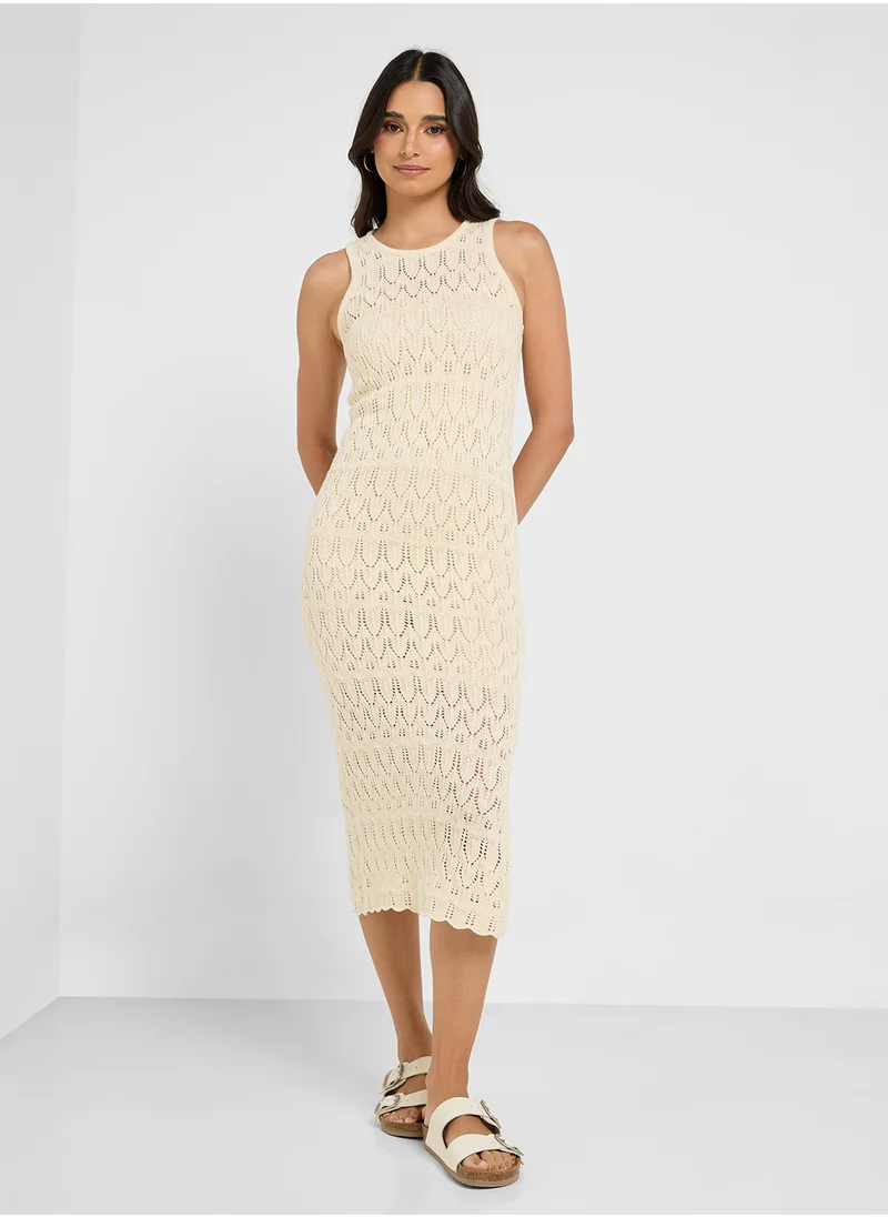 فيرو مودا Crew Neck Calf Dress