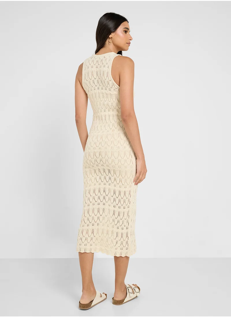 فيرو مودا Crew Neck Calf Dress