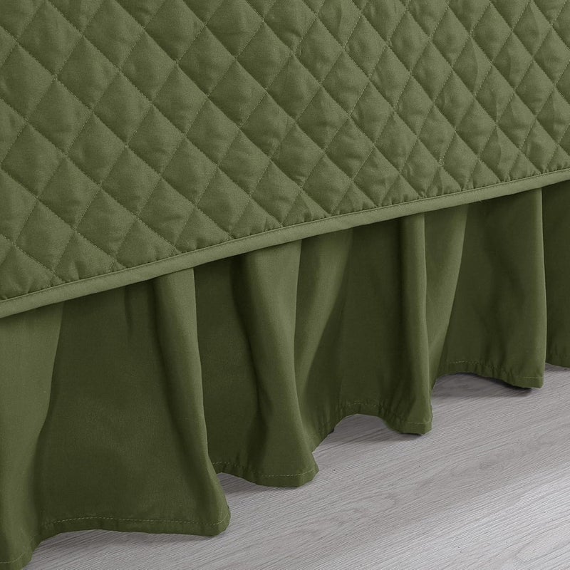 HOMBYS Daybed Cover Sets- Diamond Stitching Daybed Bedding Set, All Season Cozy Bedding with Bedskirt with Shams, Microfiber Filling, 5 Pieces, Olive-Green - Image 5