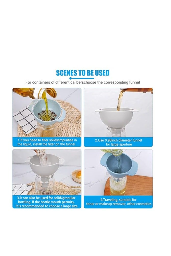 Plastic Oil Funnel with Strainer - Pack of 3 in Different Sizes with Strainer - Image 2