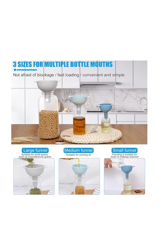 Plastic Oil Funnel with Strainer - Pack of 3 in Different Sizes with Strainer - Image 3