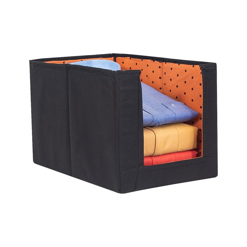 PrettyKrafts PrettyKrafts 1 Pc Non Woven Shirt Stacker/Foldable & Stackable Closet Wardrobe Cupboard Organizer/Storage Boxes/Multipurpose Clothes Organizer (DotsOrange)  - Image 1