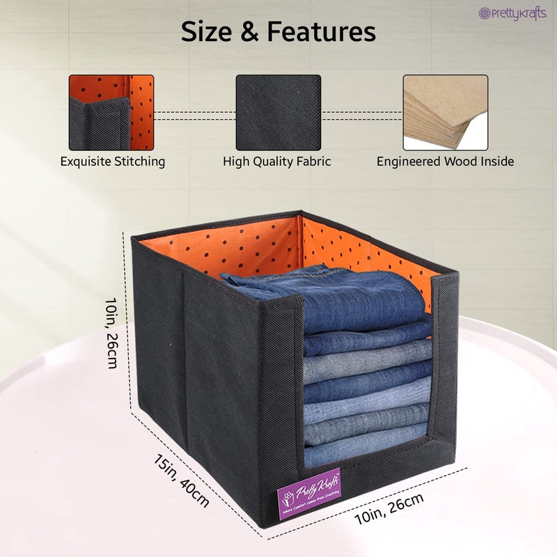 PrettyKrafts PrettyKrafts 1 Pc Non Woven Shirt Stacker/Foldable & Stackable Closet Wardrobe Cupboard Organizer/Storage Boxes/Multipurpose Clothes Organizer (DotsOrange)  - Image 2