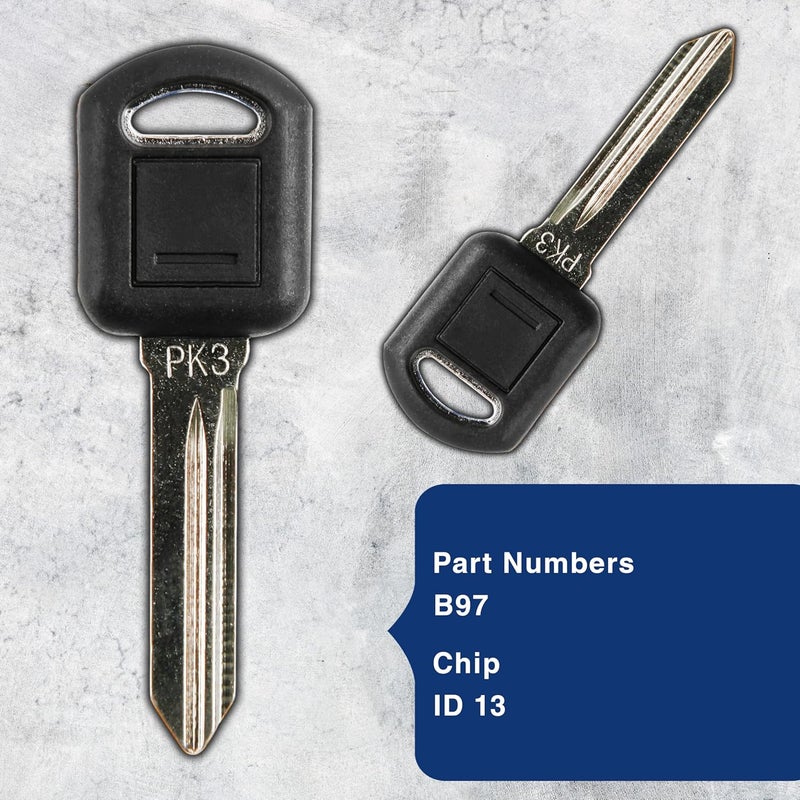 KeylessOption Replacement Uncut Ignition Car Chip Key Transponder For GM Chevy Pontiac PK3, B97-PT (Pack of 2) - Image 4