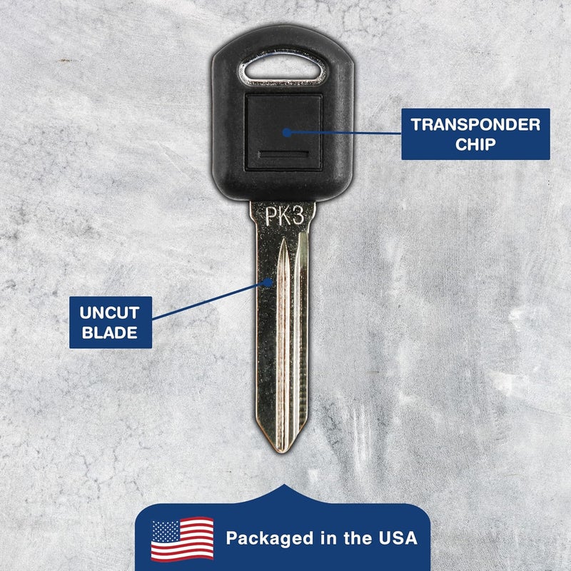 KeylessOption Replacement Uncut Ignition Car Chip Key Transponder For GM Chevy Pontiac PK3, B97-PT (Pack of 2) - Image 5