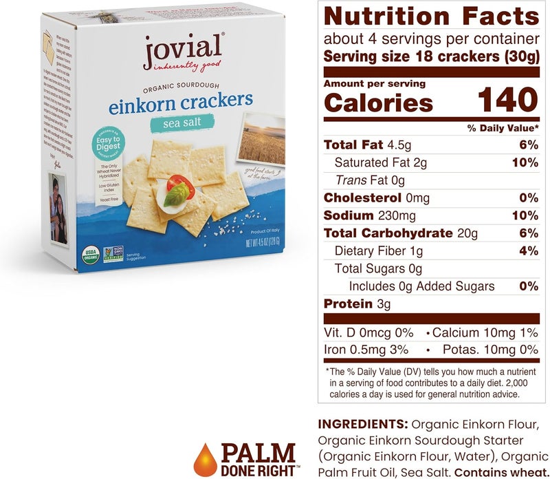 Jovial Organic Sourdough Einkorn Crackers with Sea Salt - Image 2