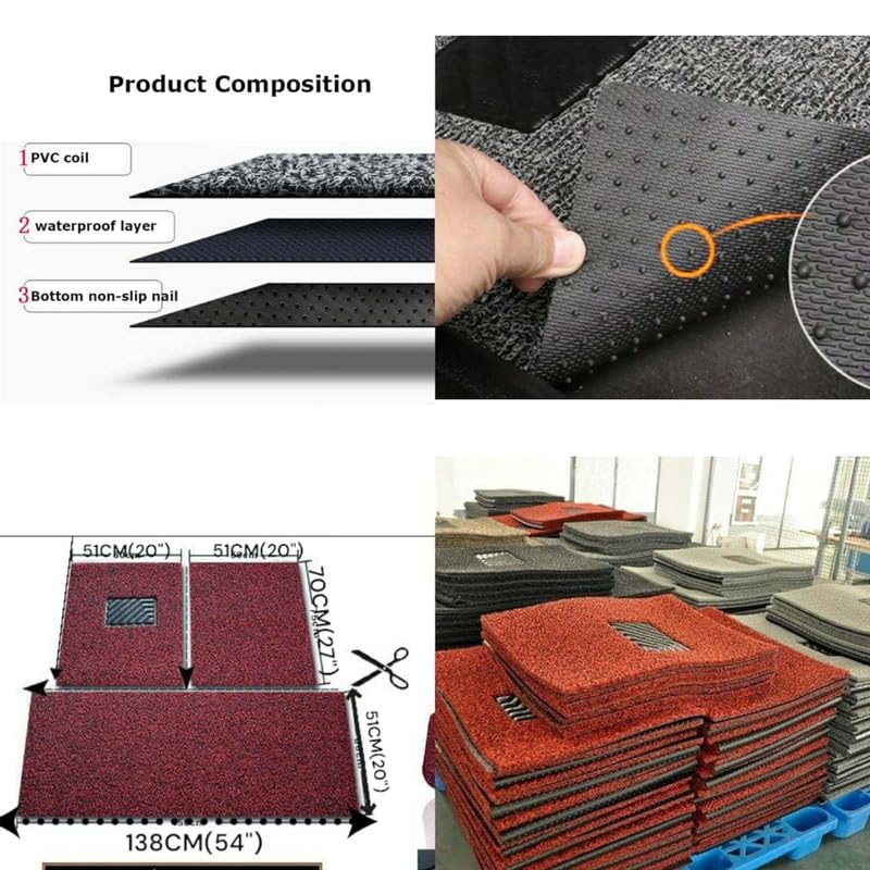 Carnest 3 PCS 12mm Car Grass Foot Mats Compatible with Tata Zest Premium Vinyl Washable Car Floor Mat (Black) - Image 2