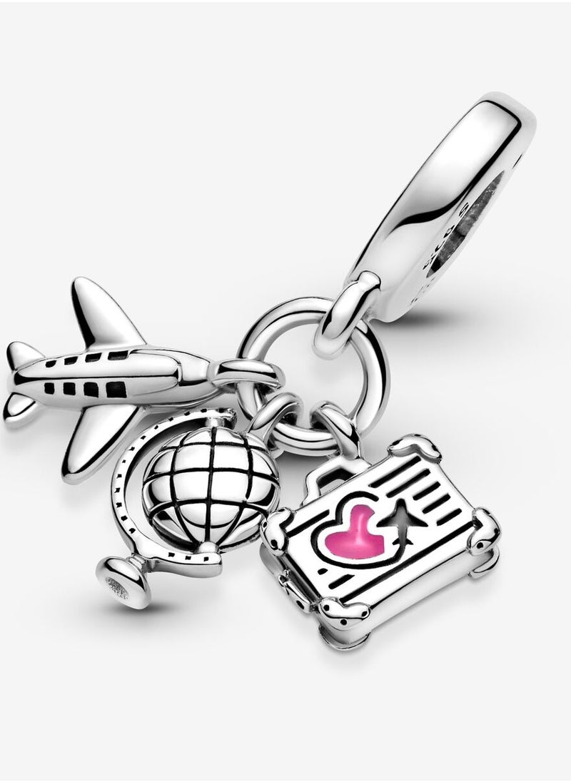 PANDORA - Pandora Moments  Airplane, Globe and Suitcase Dangle Charm 799435C01 - Image 1
