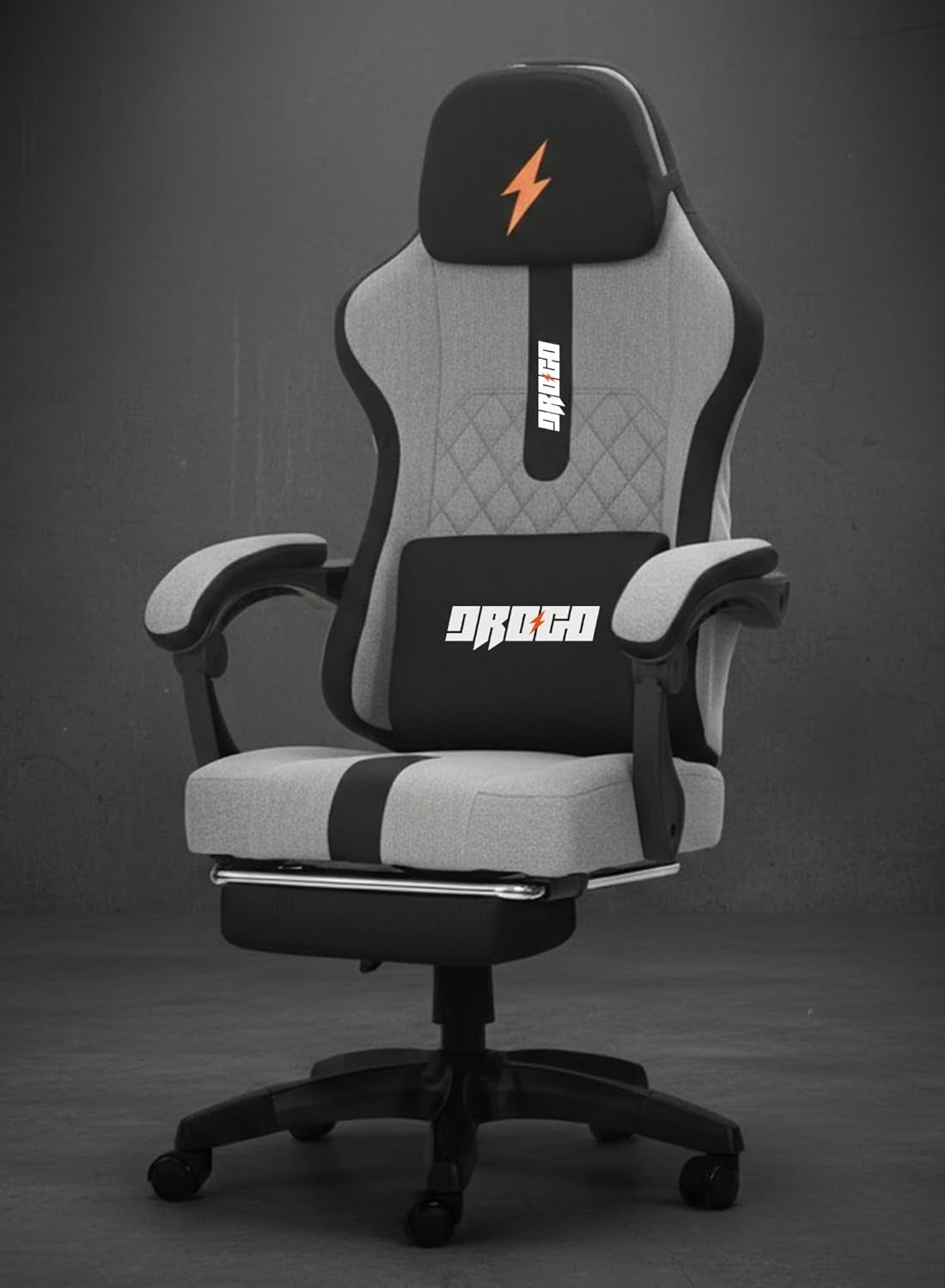 Ergonomic Gaming Chair, High Back Computer chair with Breathable Fabric, Linkage Armrest, Video Game Chair with Adjustable Height, Head & Lumbar Support Pillow | Home & Office Chair with Footrest & Recline Grey