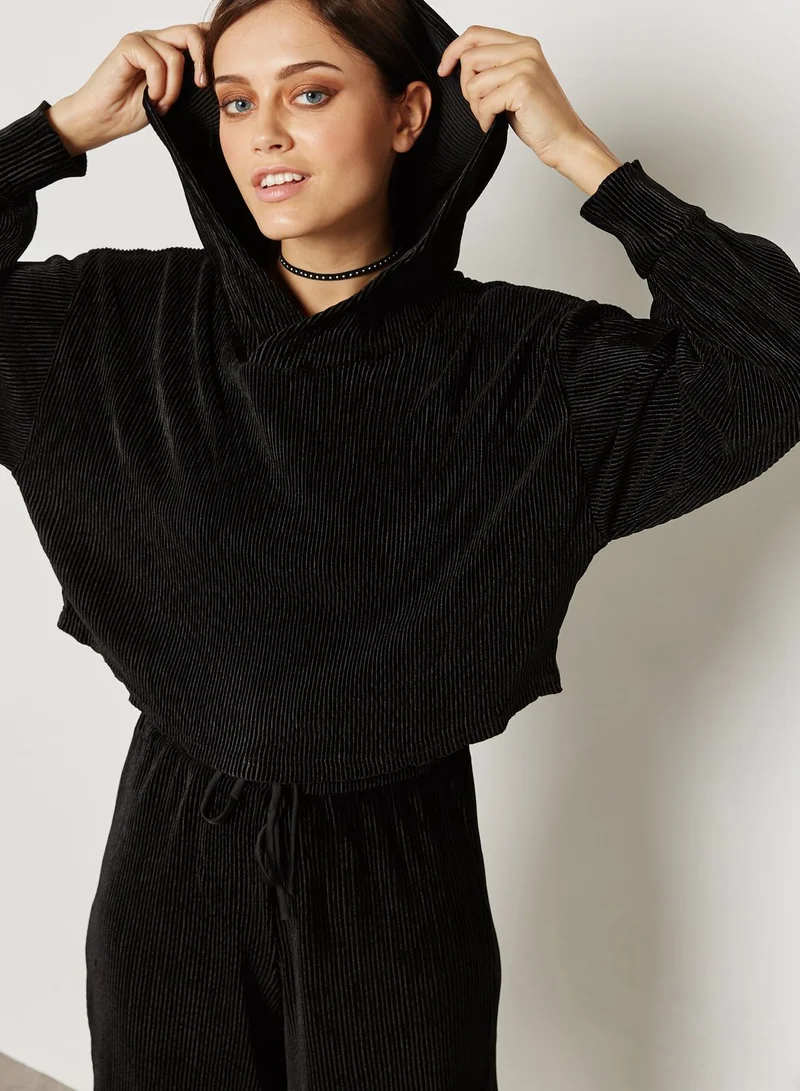 NEW LOOK Velvet Ribbed Hoodie