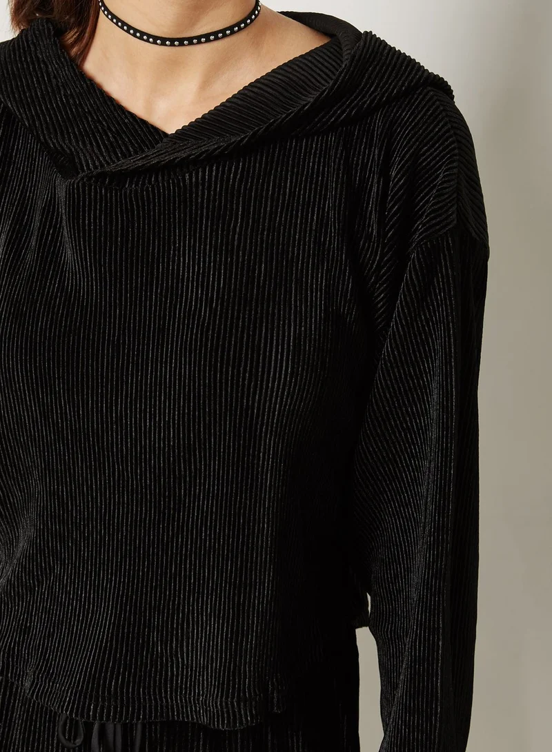 NEW LOOK Velvet Ribbed Hoodie