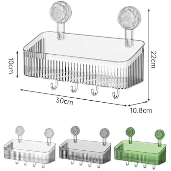 Shower Caddy 2Pack No Drilling Bathroom Organizers and Storage Racks Large Capacity Shower Organizer with Suction Cups Removable Shower Shelves and Hooks for Kitchen Wall Mounted Green - Image 3