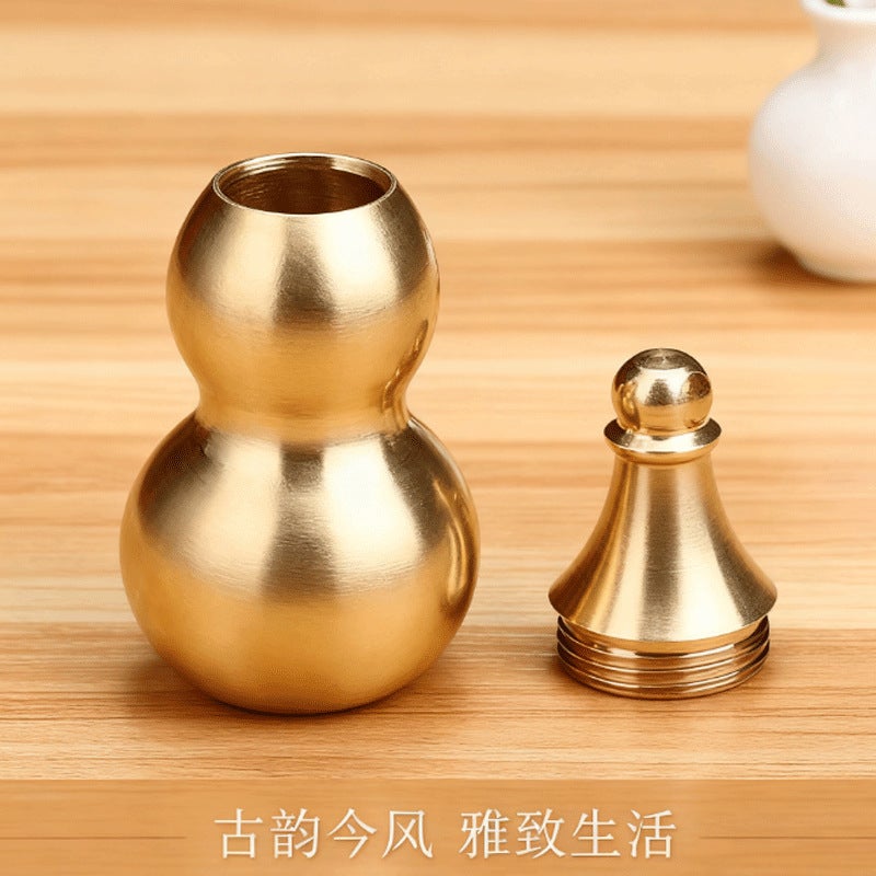 Hollow Gourd Ornament Pure Brass Gourd Home Long Handle Tilted Head Open Hole Open Lid Copper Metal Craft Pendant - Image 5