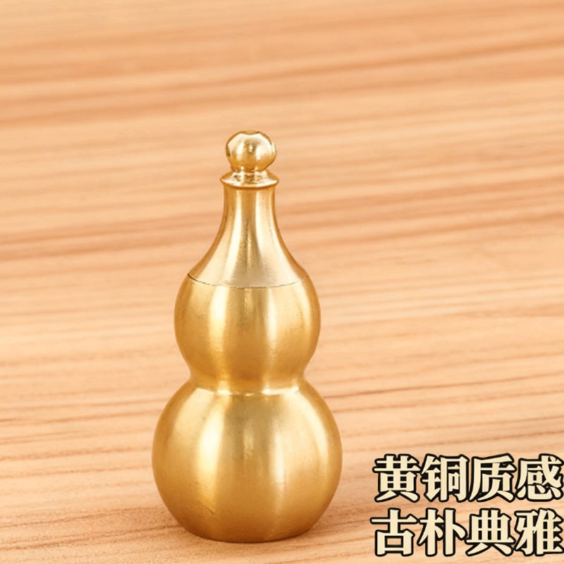 Hollow Gourd Ornament Pure Brass Gourd Home Long Handle Tilted Head Open Hole Open Lid Copper Metal Craft Pendant - Image 4