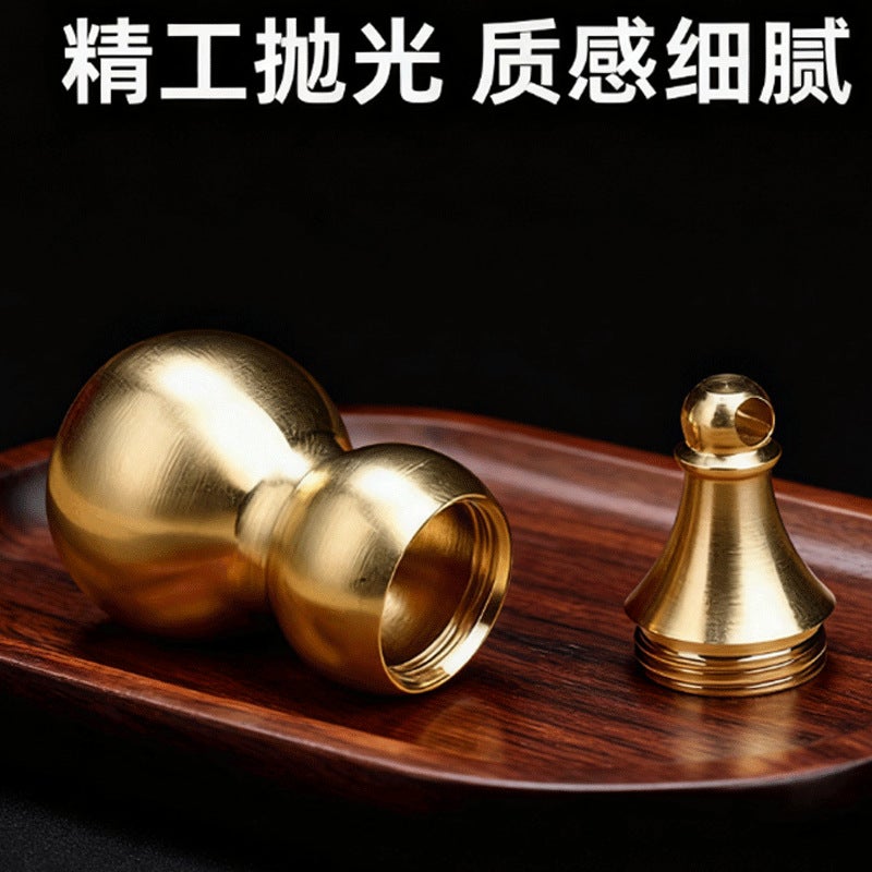 Hollow Gourd Ornament Pure Brass Gourd Home Long Handle Tilted Head Open Hole Open Lid Copper Metal Craft Pendant - Image 2