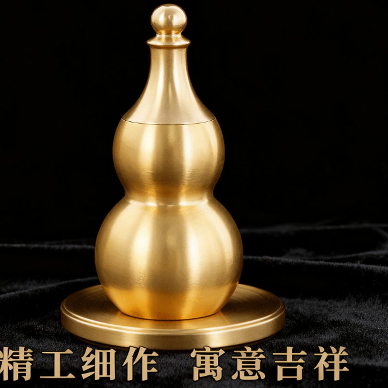 Hollow Gourd Ornament Pure Brass Gourd Home Long Handle Tilted Head Open Hole Open Lid Copper Metal Craft Pendant - Image 3