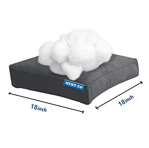 NEXTGO Velvet Chair Pads with Zipper Cover Square Chair Cushion with Ties Soft Thicken Seat Pads Cushion Pillow for Home or Car Sitting Office Color Grey 1 pic pad and 1 cover - Image 4