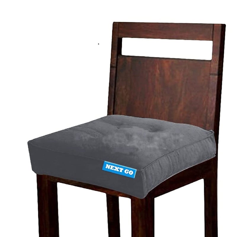 NEXTGO Velvet Chair Pads with Zipper Cover Square Chair Cushion with Ties Soft Thicken Seat Pads Cushion Pillow for Home or Car Sitting Office Color Grey 1 pic pad and 1 cover - Image 5