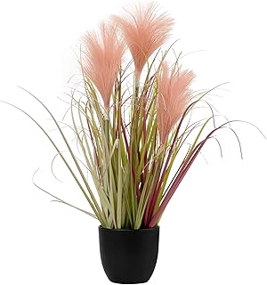 Briful Small Fake Plants Artificial Flowers Potted Plants Faux Potted Reed Grass Greenery Desk Plant Onion Grass Green - Image 1