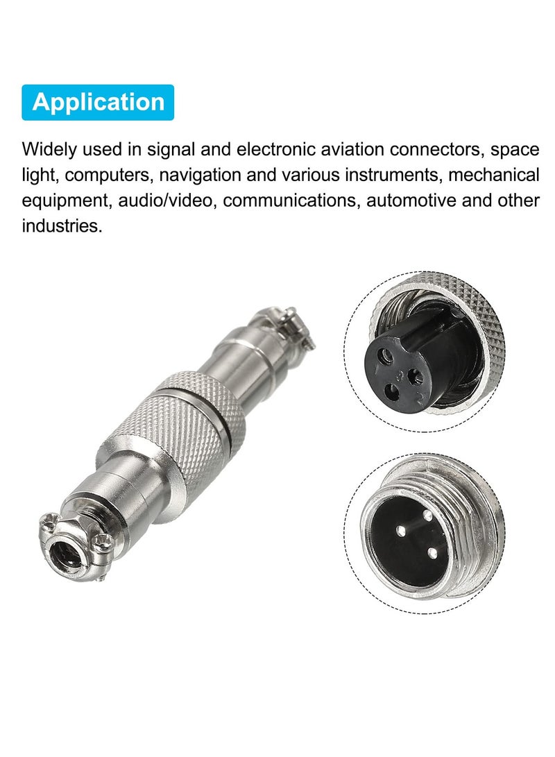 Excefore 5pcs Aviation Connector GX12 3 Pins 12mm Male Female Wire Panel Aviation Connector Plug Socket for Aviation, High-Speed Rail, Ships  - Image 4