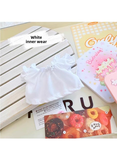 The First And Second Generation Labubu Doll Clothes 17cm Labubu Cloth 10cm Cotton Doll Rabbit Small House Plush Hat Cute Rabbit Hat-Specifications:Small-Color:White Inner Wear