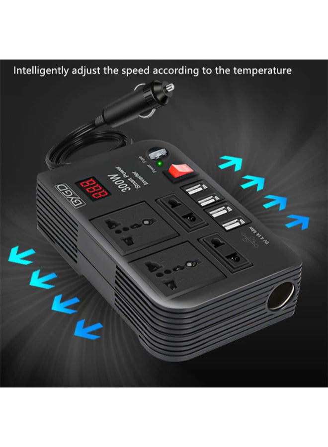 BYGD 300W Car Inverter DC 12V to AC 220V Power Converter Splitter 4 USB Fast Charging Universal Socket Smart Voltage Monitor for Car - Image 4
