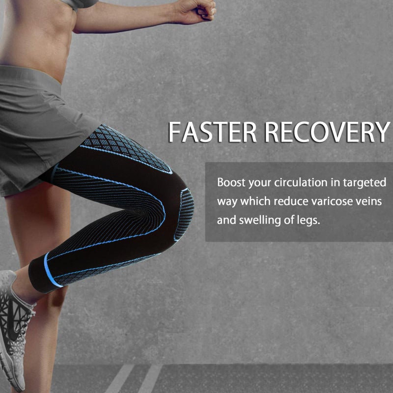 SKDK Full Leg Sleeves Long Compression Leg Sleeve Knee Sleeves Protect Leg, for Man Women Basketball, Arthritis Cycling Sport Football, Reduce Varicose Veins and Swelling of Legs - Image 3